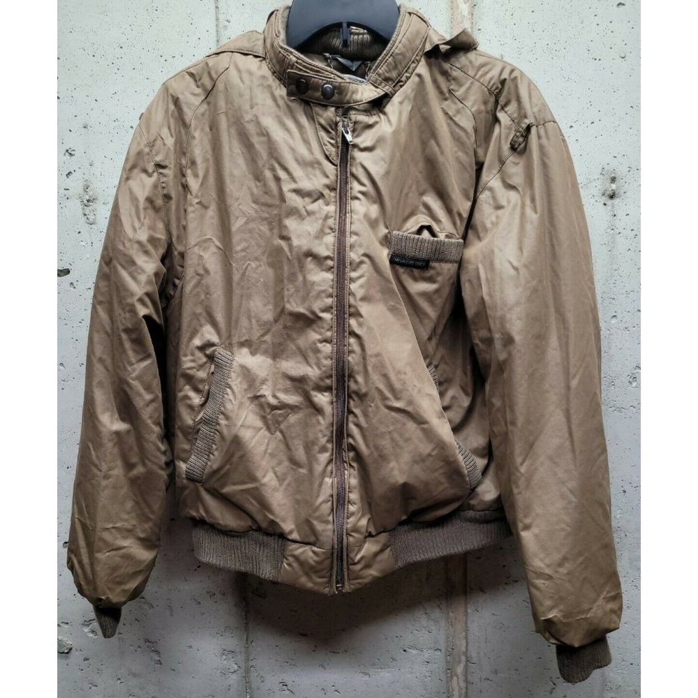 Vintage Members Only Zipper Long Sleeve Jacket Coat Size 40 Brown Puffer